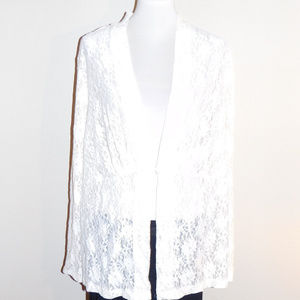 2X Maggie Barnes Ivory Lace Long Sleeve Jacket EUC